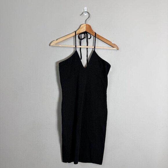 Mango Halter Bodycon Mini Dress Women's XS Black Cocktail Party Going Out NWOT - Picture 2 of 14